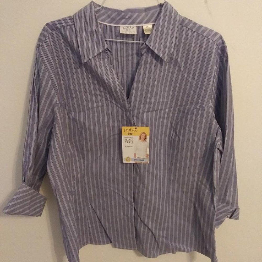 Riders by Lee XXL Blue Striped Blouse - NWT